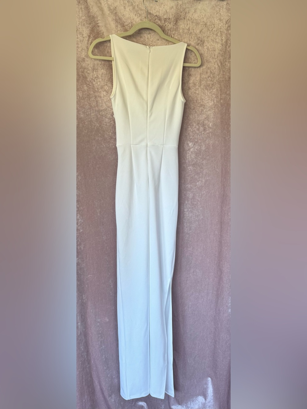 White Column Maxi Dress High Neck Modest Size XS - Picture 7 of 8